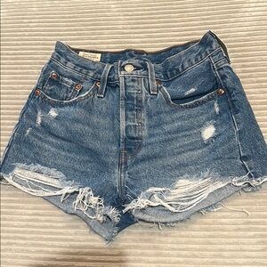 Levi's Blue Distressed Jean Shorts